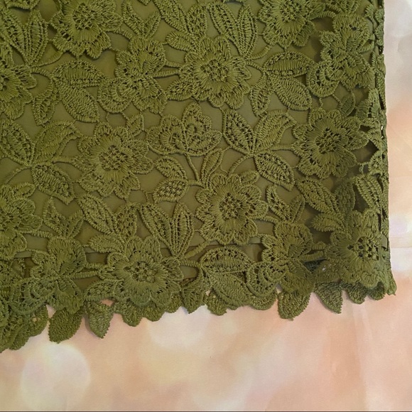 Ann Taylor Green Floral Lace Pencil Skirt Sz 4 - Picture 5 of 10